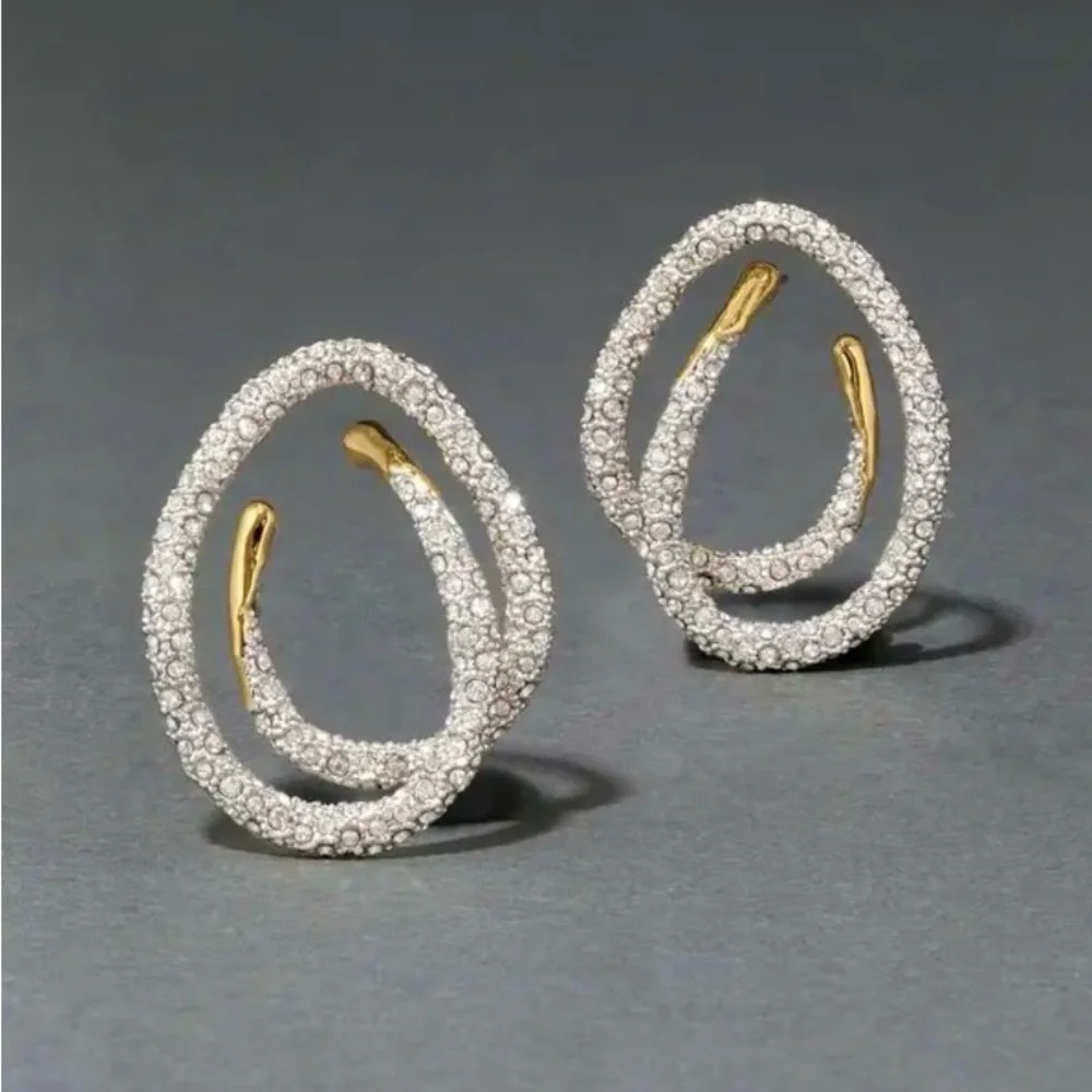 ALEXIS BITTAR Solanales Double Loop Crystal & Gold Post Earrings - BRAND NEW